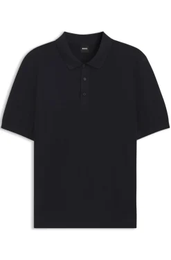 Regular-fit knit polo in structured fabric