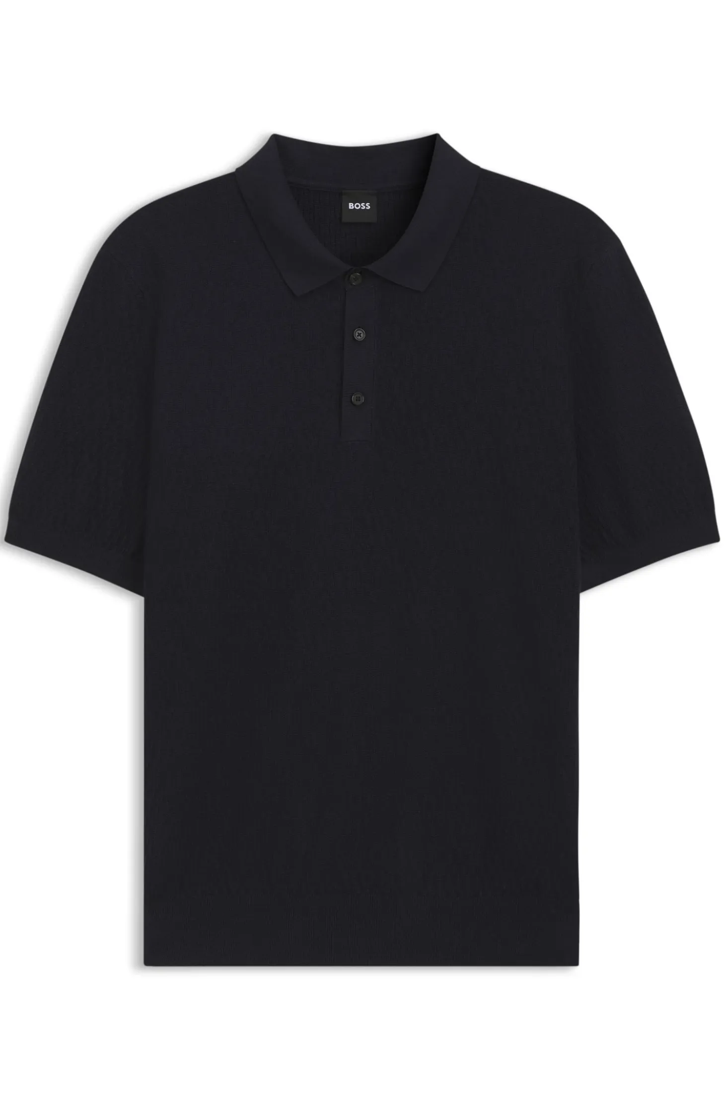 Regular-fit knit polo in structured fabric