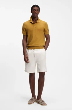 Regular-fit knit polo in structured fabric