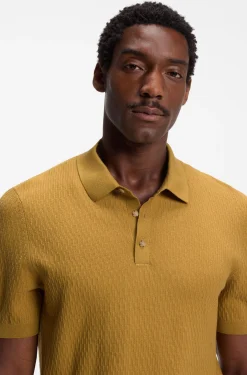 Regular-fit knit polo in structured fabric