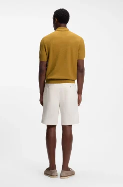 Regular-fit knit polo in structured fabric