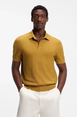 Regular-fit knit polo in structured fabric