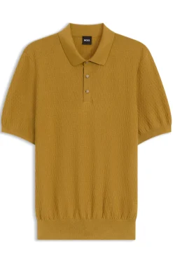 Regular-fit knit polo in structured fabric