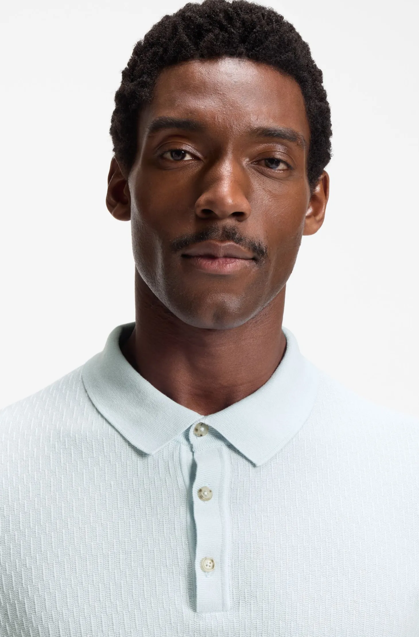 Regular-fit knit polo in structured fabric