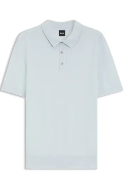 Regular-fit knit polo in structured fabric