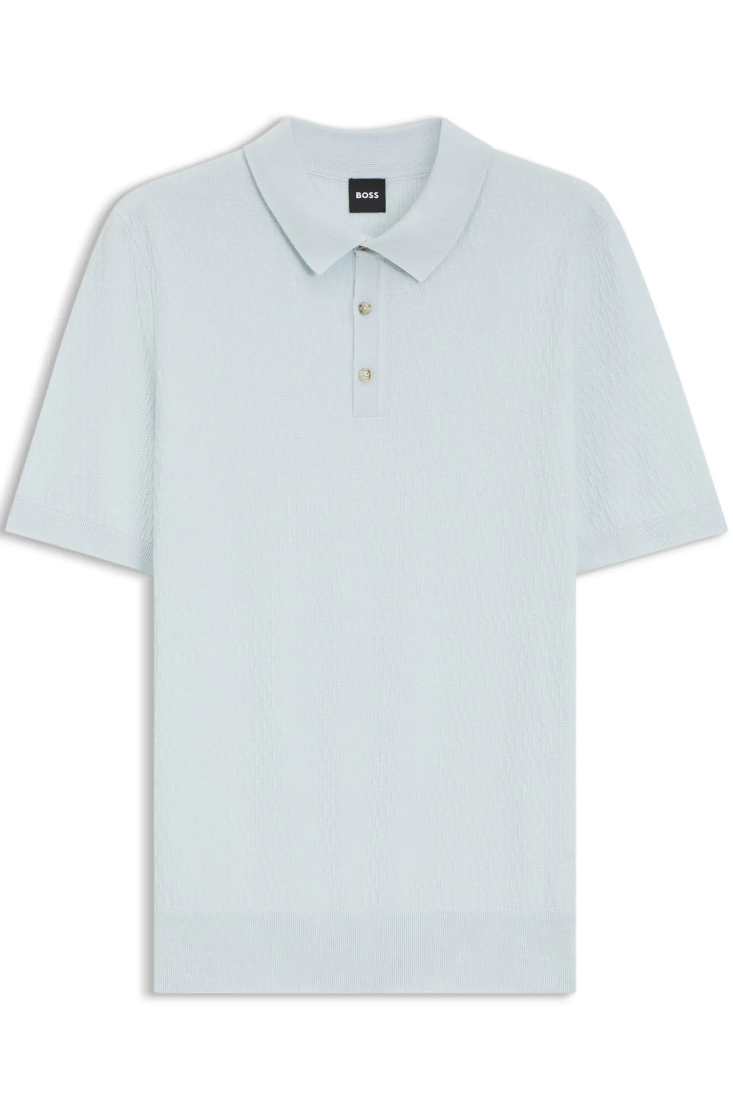 Regular-fit knit polo in structured fabric