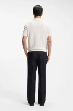 Regular-fit knit polo in structured fabric