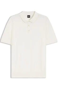 Regular-fit knit polo in structured fabric