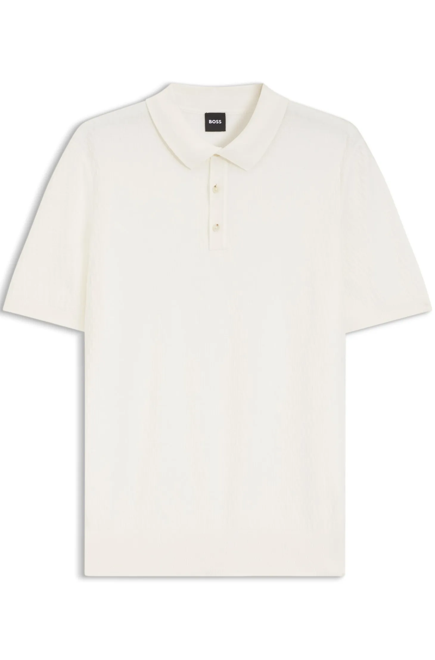 Regular-fit knit polo in structured fabric