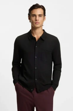 Regular-fit knitted jacket with ribbed trims