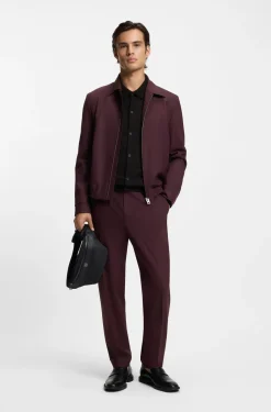 Regular-fit knitted jacket with ribbed trims
