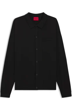 Regular-fit knitted jacket with ribbed trims