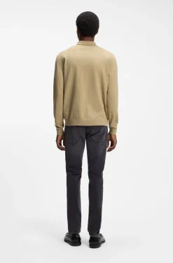 Regular-fit knitted jacket with ribbed trims