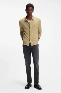 Regular-fit knitted jacket with ribbed trims