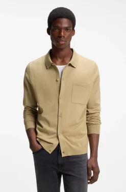 Regular-fit knitted jacket with ribbed trims