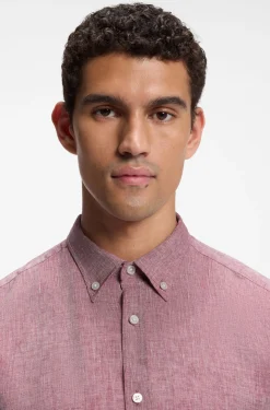 Regular-fit linen shirt with button-down collar
