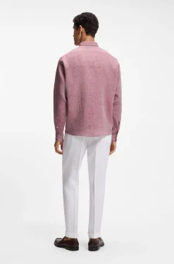 Regular-fit linen shirt with button-down collar