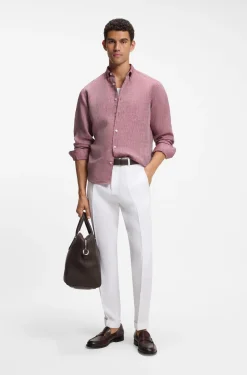 Regular-fit linen shirt with button-down collar