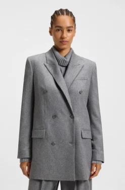 Regular-fit long-length blazer in soft flannel
