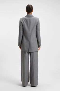 Regular-fit long-length blazer in soft flannel
