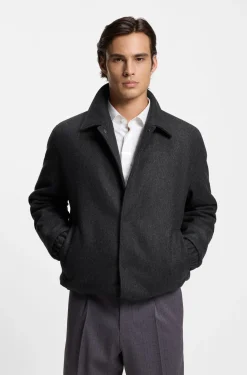 Regular-fit padded coach jacket in a wool blend