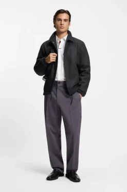 Regular-fit padded coach jacket in a wool blend