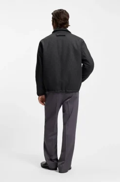 Regular-fit padded coach jacket in a wool blend