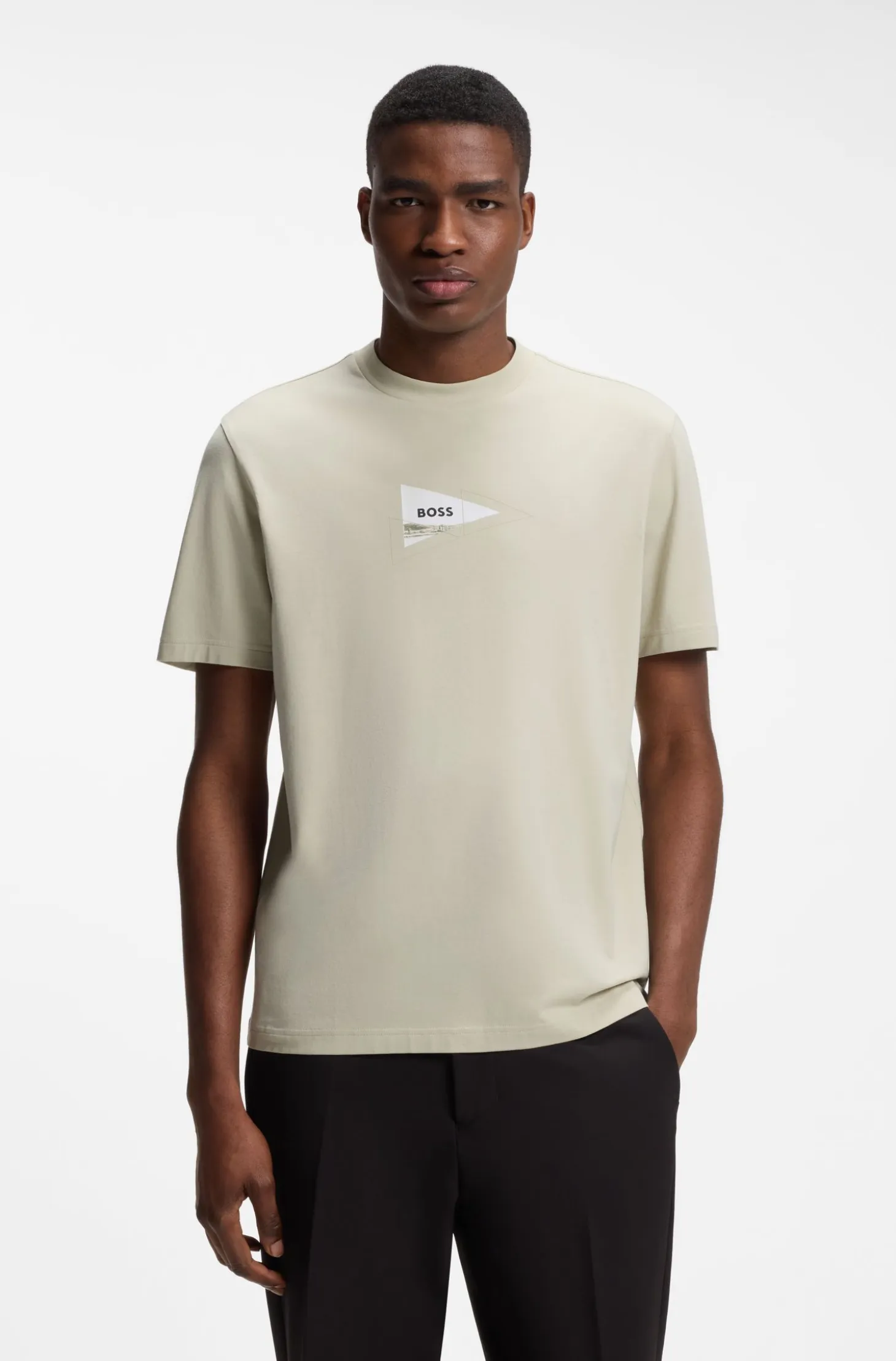 Regular-fit photoprint T-shirt in stretch cotton