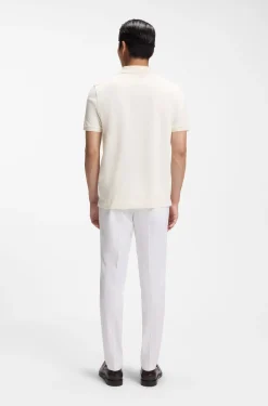 Regular-fit polo in cotton-silk jacquard