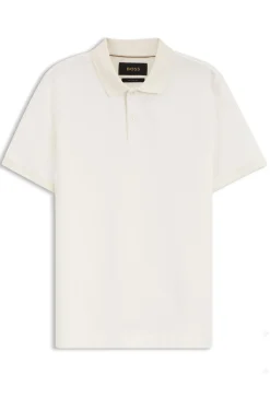 Regular-fit polo in cotton-silk jacquard