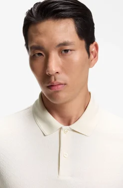 Regular-fit polo in cotton-silk jacquard