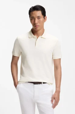 Regular-fit polo in cotton-silk jacquard