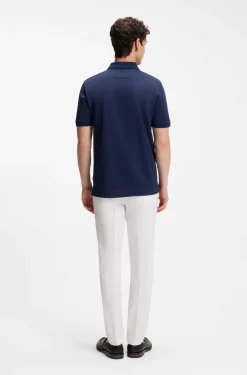 Regular-fit polo in cotton-silk jacquard