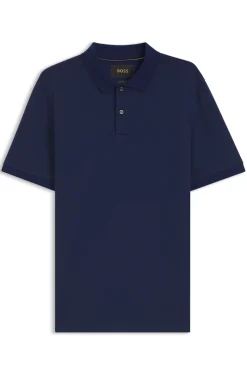 Regular-fit polo in cotton-silk jacquard