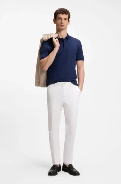 Regular-fit polo in cotton-silk jacquard