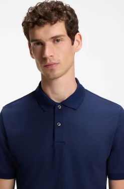 Regular-fit polo in cotton-silk jacquard