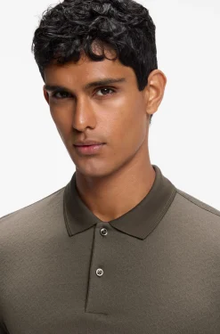 Regular-fit polo in cotton-silk jacquard