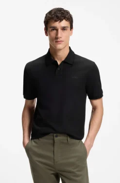 Regular-fit polo shirt in honeycomb-structured cotton piqué