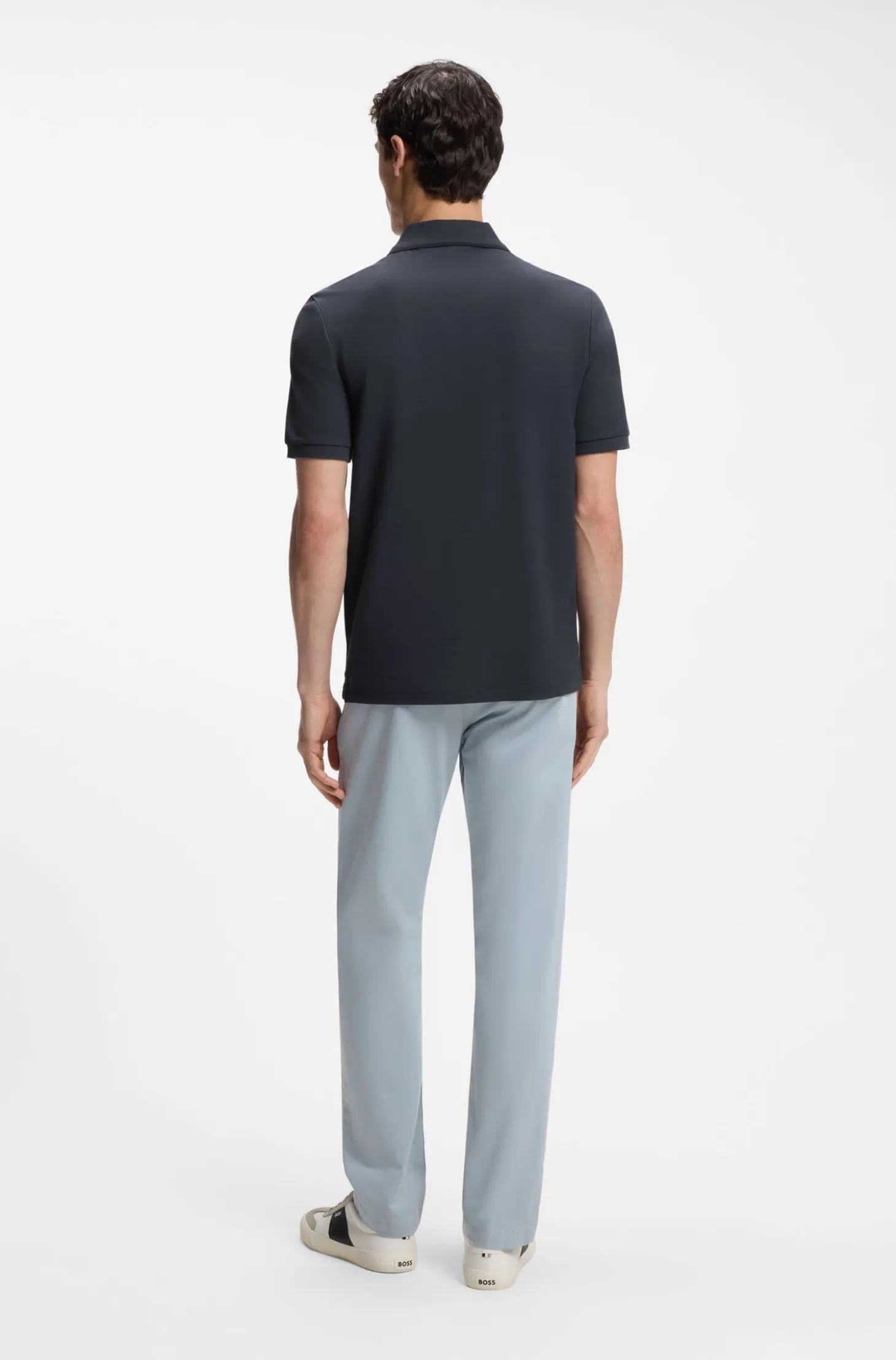 Regular-fit polo shirt in honeycomb-structured cotton piqué