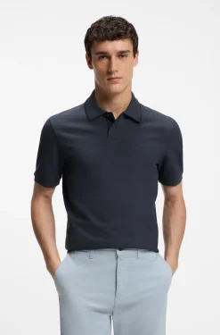 Regular-fit polo shirt in honeycomb-structured cotton piqué