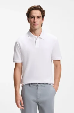 Regular-fit polo shirt in honeycomb-structured cotton piqué