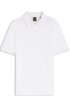 Regular-fit polo shirt in honeycomb-structured cotton piqué