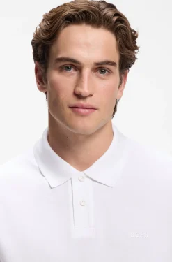 Regular-fit polo shirt in honeycomb-structured cotton piqué