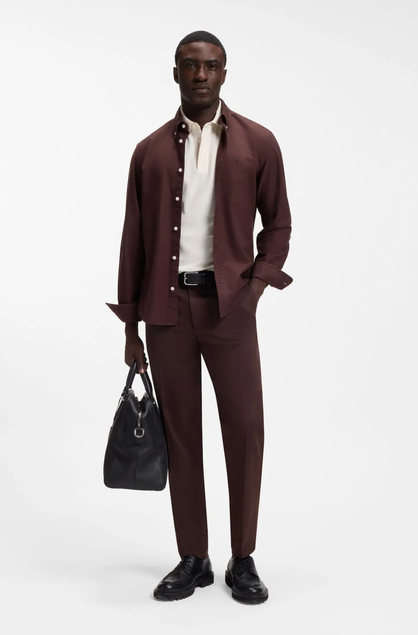 Regular-fit polo shirt in structured cotton piqué