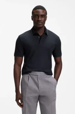 Regular-fit polo shirt in structured cotton piqué