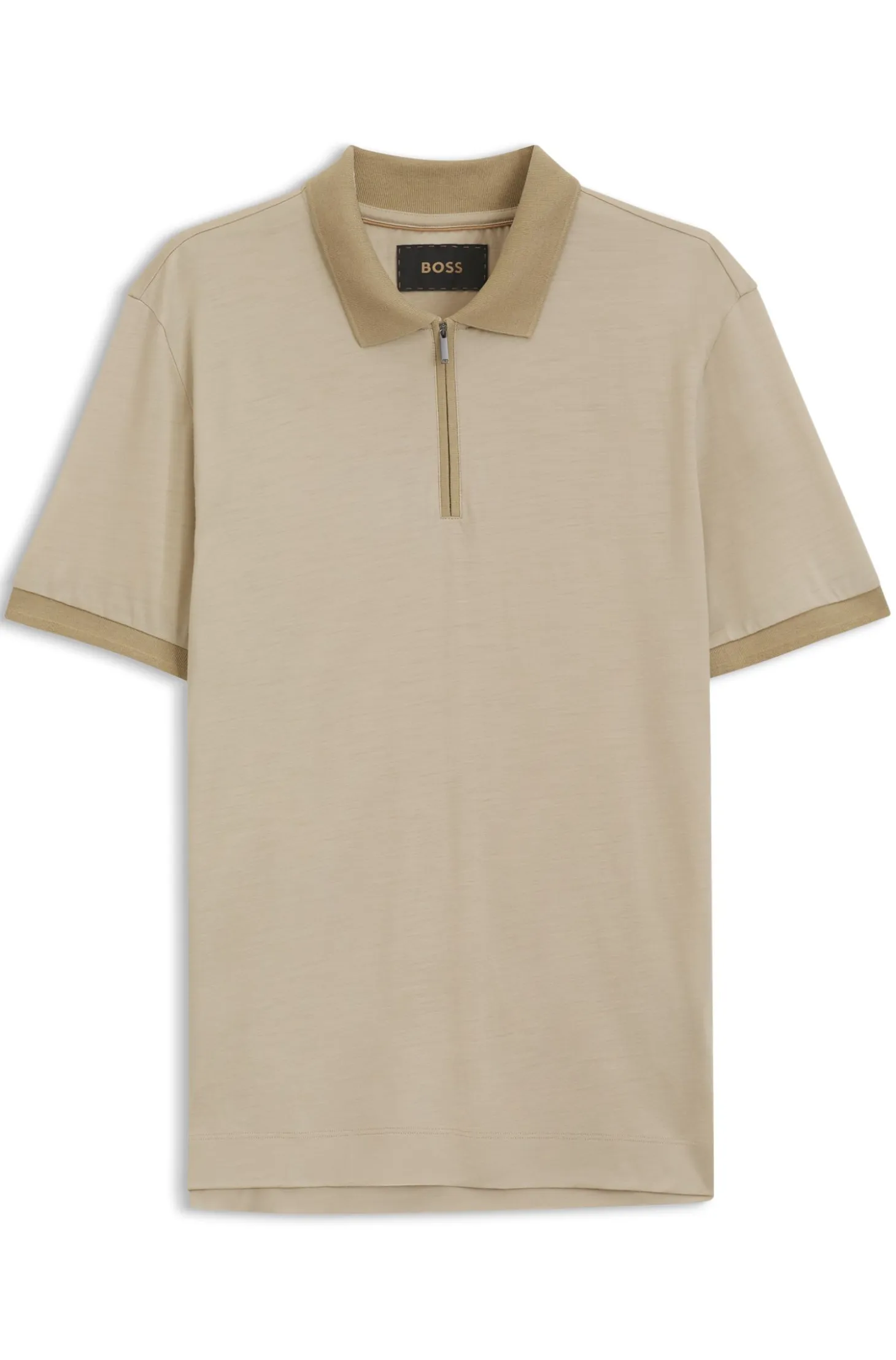 Regular-fit polo shirt in wool with zip placket