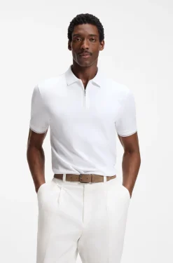 Regular-fit polo with zip closure