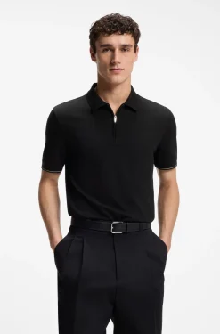Regular-fit polo with zip closure