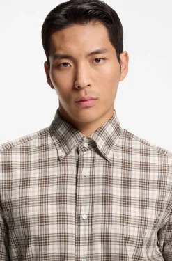 Regular-fit shirt in checked Italian-made cotton