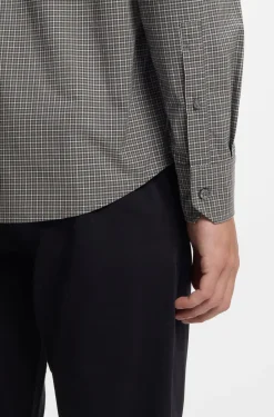 Regular-fit shirt in checked stretch-cotton dobby